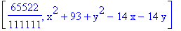 [65522/111111, x^2+93+y^2-14*x-14*y]